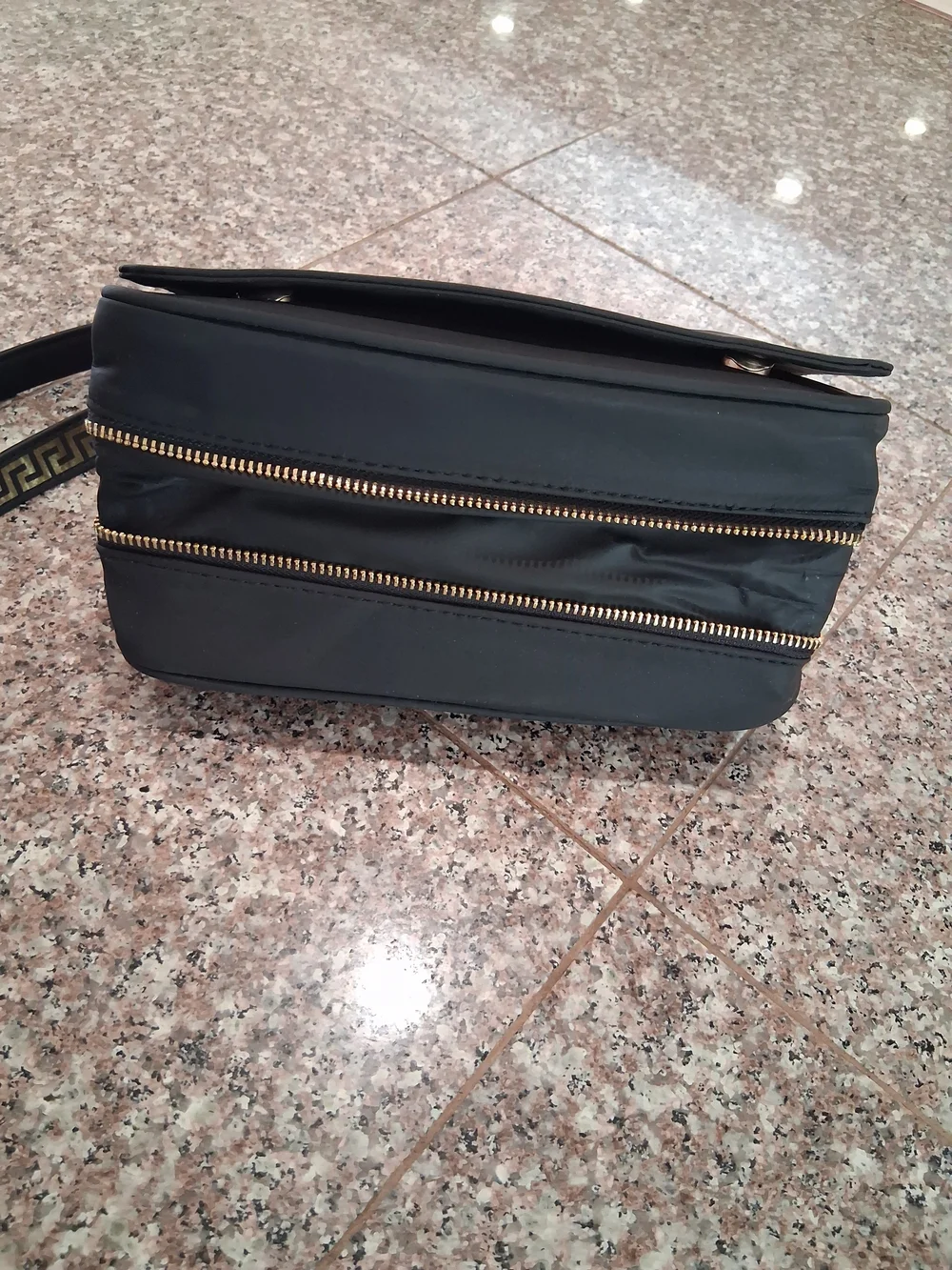 Versace Perfums GWP Black Cross Bag with Gold Logo.New